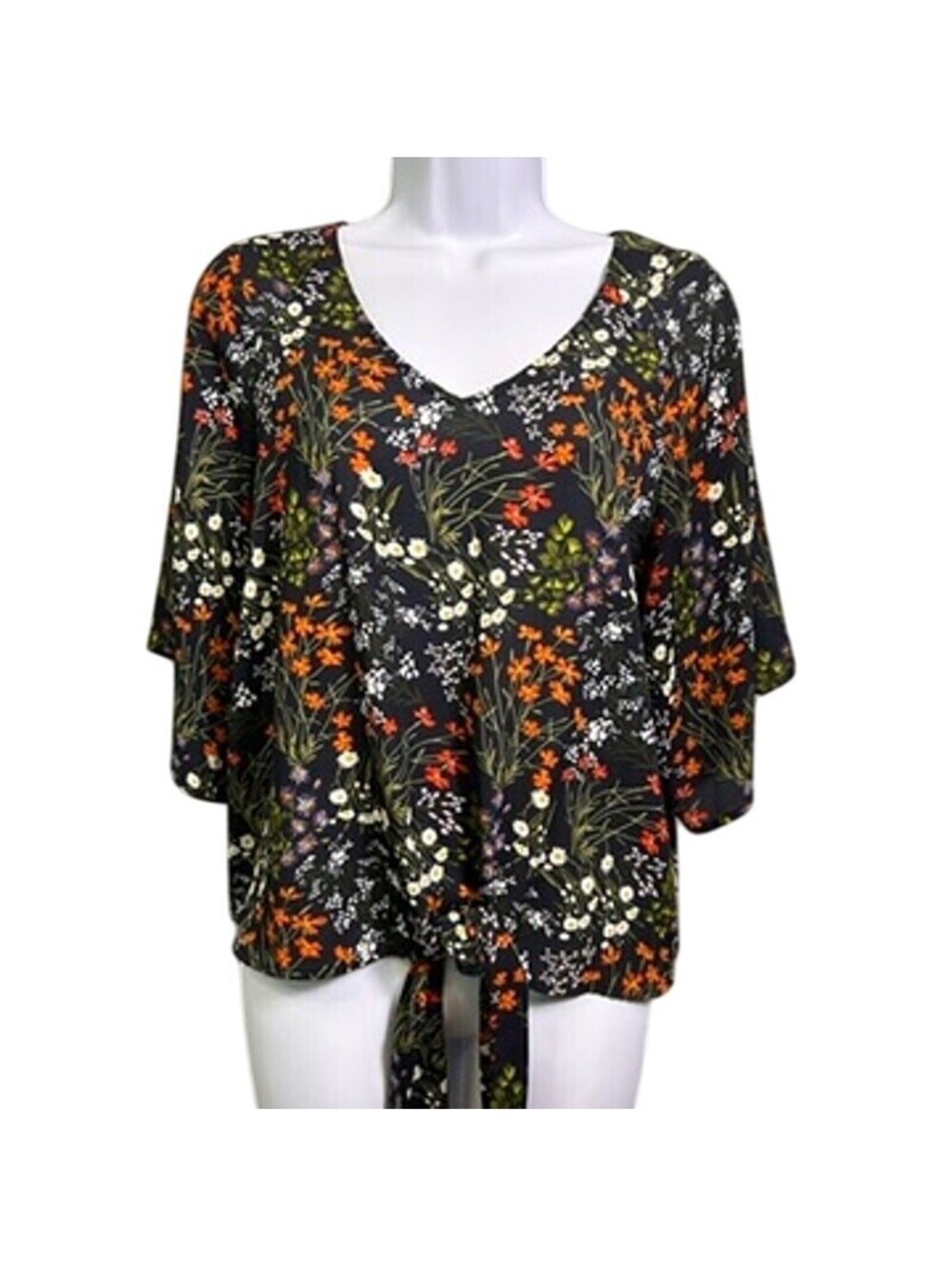 Como Vintage Blouse Womens Small Tie Front Floral Bloomcore Flowy Romantic